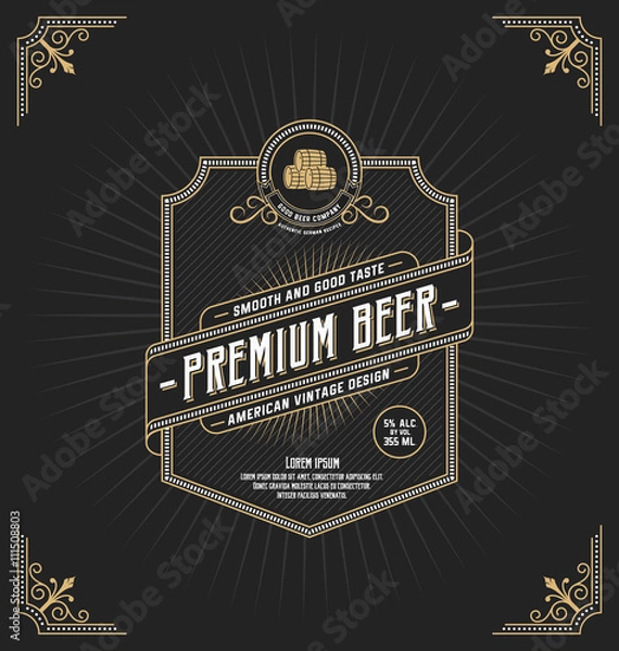 Obraz Vintage frame design for labels, banner, logo, emblem, menu, sticker and other design. Suitable for whiskey, beer and premium product.