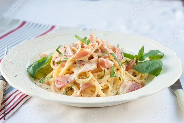 Obraz Dinner. Pasta carbonara