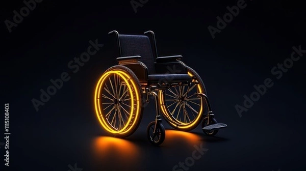 Obraz Happy Person Sitting in Wheelchair, Cartoon Style