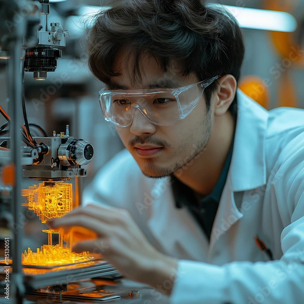 Obraz scientist working on a microscope