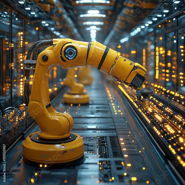 Obraz a factory made from robotic arms