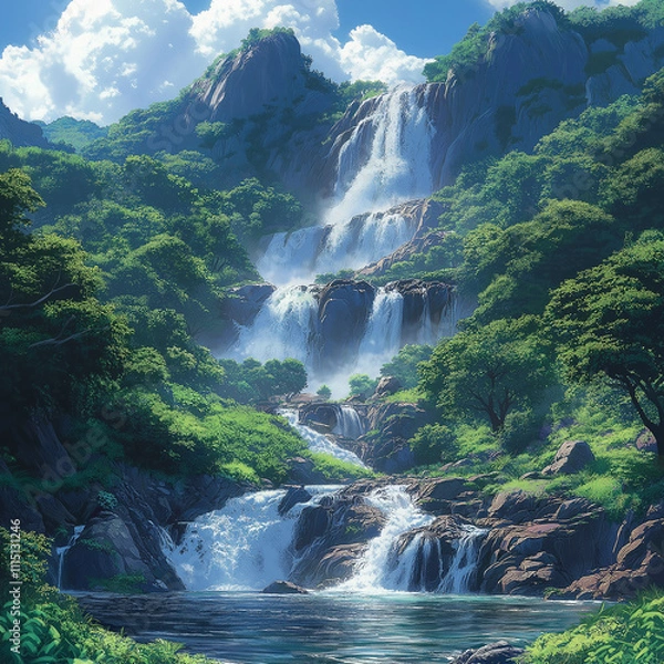 Obraz waterfall in the mountains