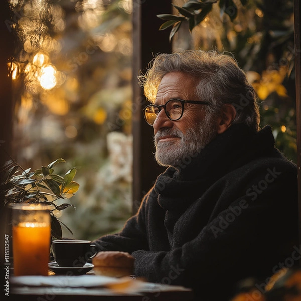 Obraz old person drinking tea