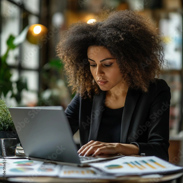 Obraz woman using laptop