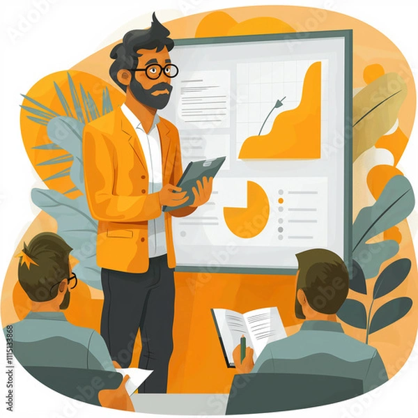 Obraz Company meeting to describe the data