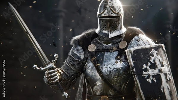 Obraz Galactic Knight Battle. Space Knight in Action Film Armor