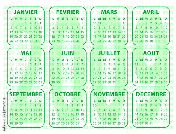 Fototapeta Calendrier 2009