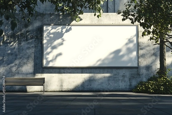 Obraz Blank billboard sign mockup in the urban environment, on the facade, empty space to display your advertising or branding campaign
