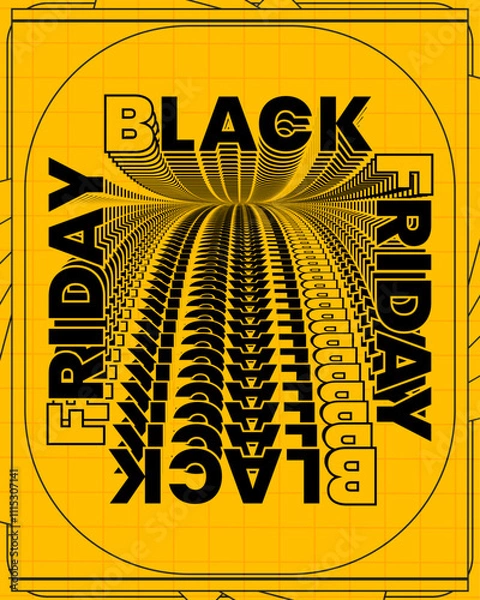 Fototapeta Vibrant Black Friday Graphic with Stylized Circular Text Layout
