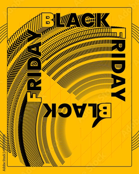 Fototapeta Stylized Black Friday Graphic with Circular Text and Grid Background
