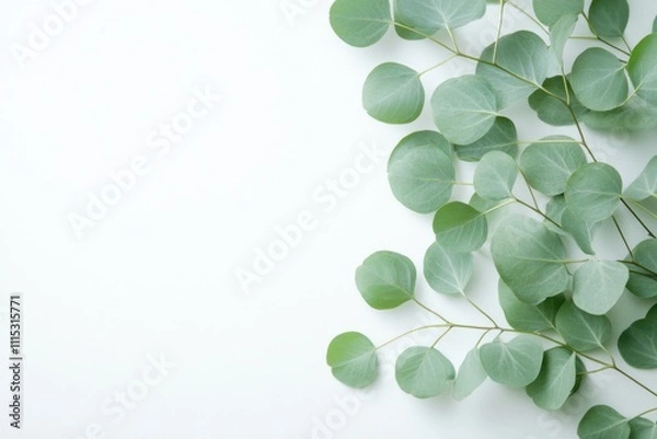Fototapeta Eucalyptus corner border on white