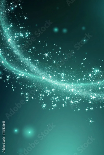 Fototapeta shining sparkles on turquoise background abstract glitter particles pattern