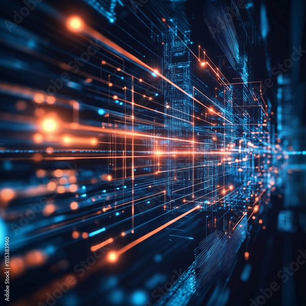 Fototapeta Hi-tech background image, future technology ,generative AI illustration