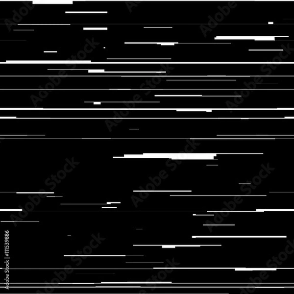 Obraz Abstract background with glitch effect, distortion, seamless texture, random horizontal black and white lines for design concepts, posters, banners, web, presentations and prints. Vector illustration.