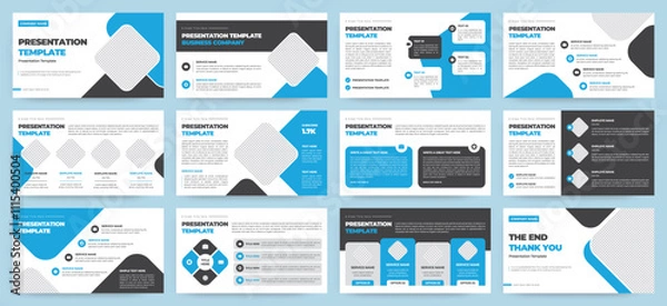 Fototapeta Modern presentation slide templates. Infographic elements template set for web, print, annual report brochure, business flyer leaflet marketing and advertising template. Vector Illustration.