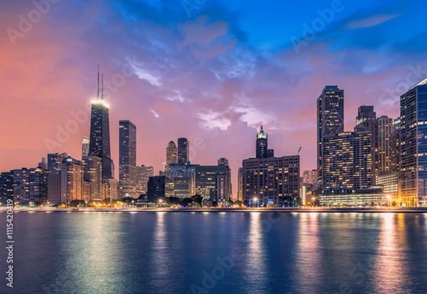 Obraz Downtown of Chicago Magnificent Mile at sunset by the Lake Michigan