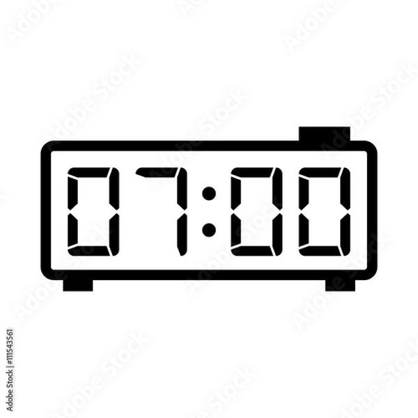 Obraz digital clock alarm electronic icon on white background