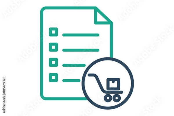Fototapeta Purchase order icon. line icon style. documents with shopping cart. icon related to procurement. procurement management elements vector illustration