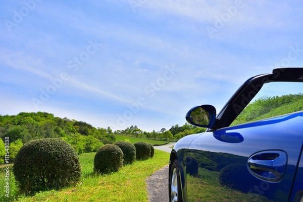 Obraz 新緑とオープンカー