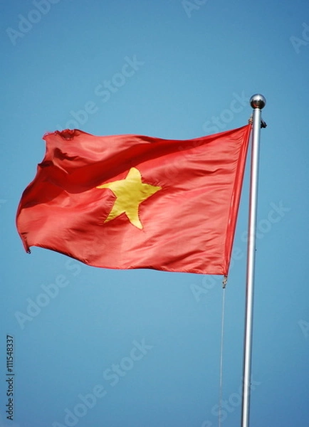 Obraz National flag of Vietnam on the sky background 