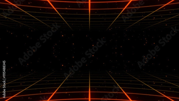 Obraz Neon grid background with particles. Abstract Grid Pattern. Geometric Halftone Background. Technology background.