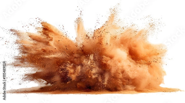 Fototapeta Brown, Gold, Golden colours powder exploding isolated on a transparent background