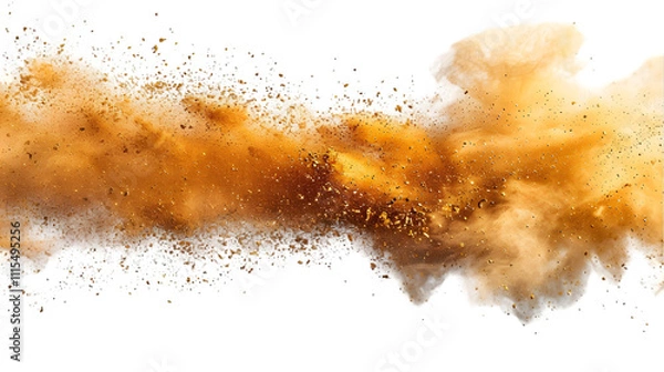 Fototapeta Brown, Yellow, Golden colours powder exploding isolated on a transparent background