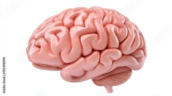 Fototapeta A realistic depiction of a human brain, showcasing its intricate folds and structure, emphasizing its biological complexity.