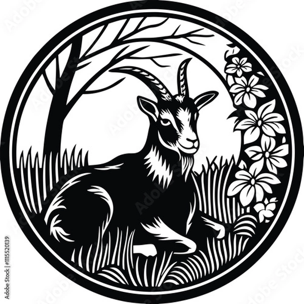 Obraz Goat vector silhouette,isolated white background