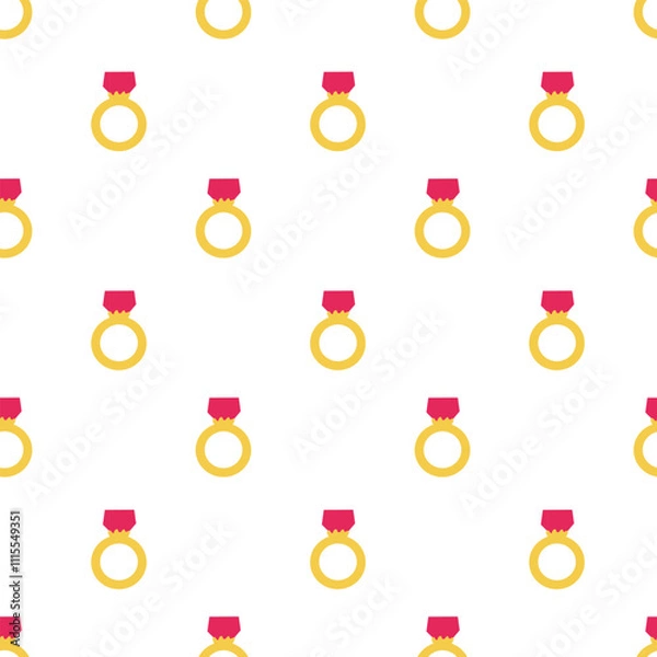Fototapeta Ring with red stone. Seamless pattern. Vector flat illustration.