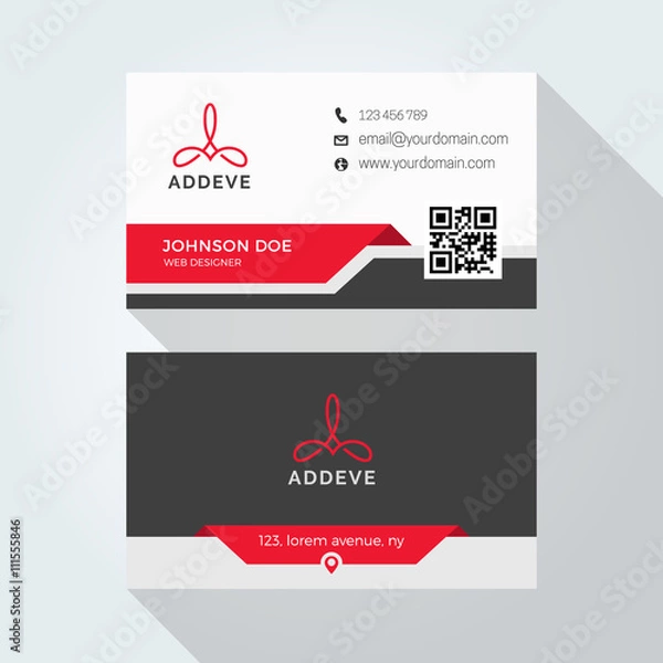 Fototapeta Dynamic Minimal Business card template with QR Code