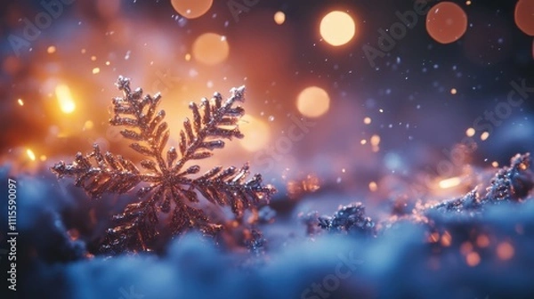 Obraz The Sparkling Winter Snowflake