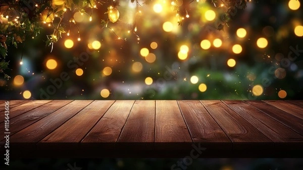 Fototapeta The Wooden Table with Bokeh