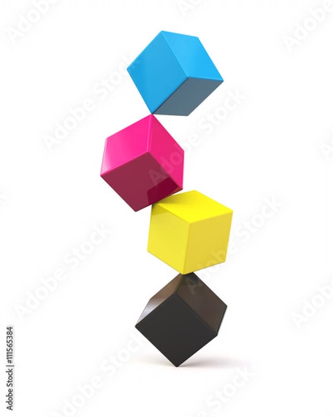 Obraz 3D CMYK cubes