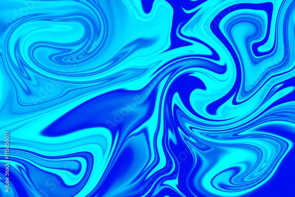 Fototapeta Abstract background of deep blue color from twirling waves. Background for design. Marble ink colorful. Can be used for background or wallpaper. Good for design or logo background or backdrop.