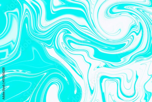 Fototapeta Abstract background of blue and white color from twirling waves. Background for design. Marble ink colorful. Can be used for background or wallpaper. Good for design or logo background or backdrop.