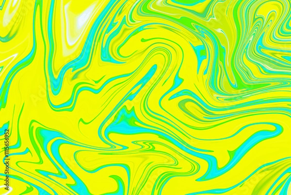 Fototapeta Abstract background of yellow and green color from twirling waves. Background for design. Marble ink colorful. Can be used for background or wallpaper. Good for design or logo background or backdrop.
