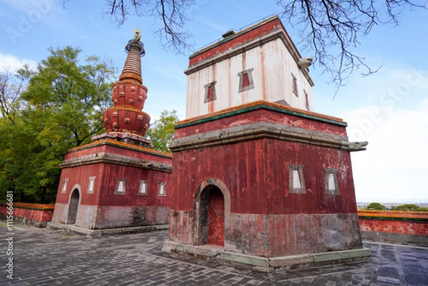 Obraz Tibetan architecture in the Four Great Regions of Summer Palace in Beijing.