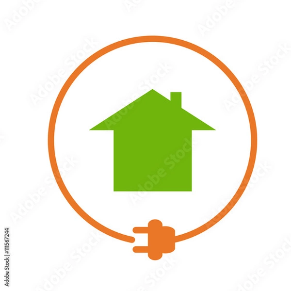 Obraz House in the circle with plug, electricity supply