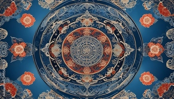 Fototapeta Clear Plain Shiny Warm Soft Vintage Bokeh Cloudy Wave Like Geometric Blue Background or Texture