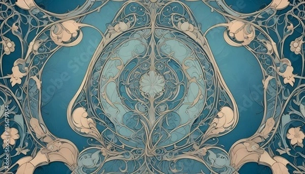 Fototapeta Clear Plain Shiny Warm Soft Vintage Bokeh Cloudy Wave Like Geometric Blue Background or Texture