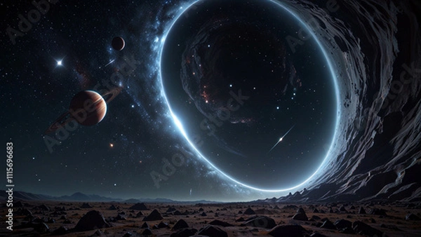 Fototapeta Heaven’s Door in the Cosmos: A Divine Passage Through the Stars