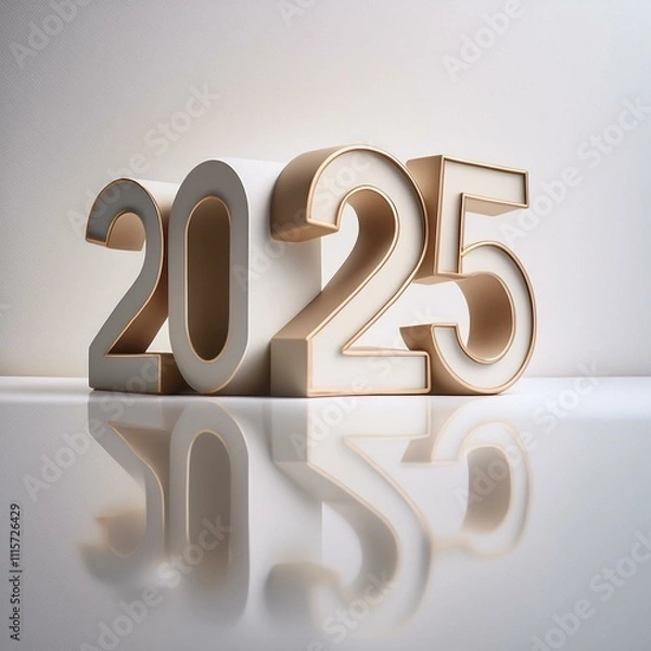 Fototapeta 2025 3d text New Year gold realistic rendering celebration AI Image	