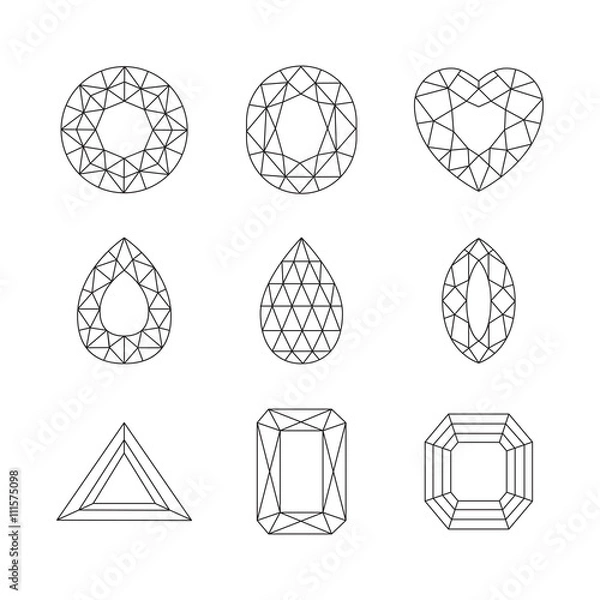 Obraz Diamonds and Ruby Vector Line Icons