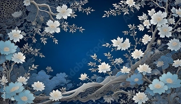 Fototapeta Clear Plain Shiny Warm Soft Vintage Bokeh Cloudy Wave Like Geometric Blue Background or Texture