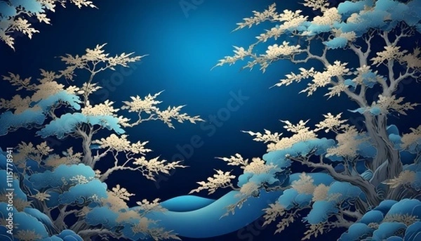 Fototapeta Clear Plain Shiny Warm Soft Vintage Bokeh Cloudy Wave Like Geometric Blue Background or Texture
