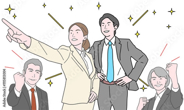 Obraz 成長する若者と応援する上司たち