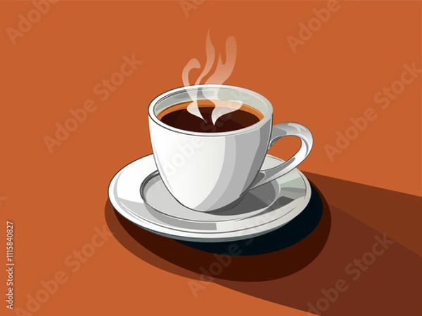 Fototapeta Vector illustration of delicious aromatic Americano coffee poured into a mug.