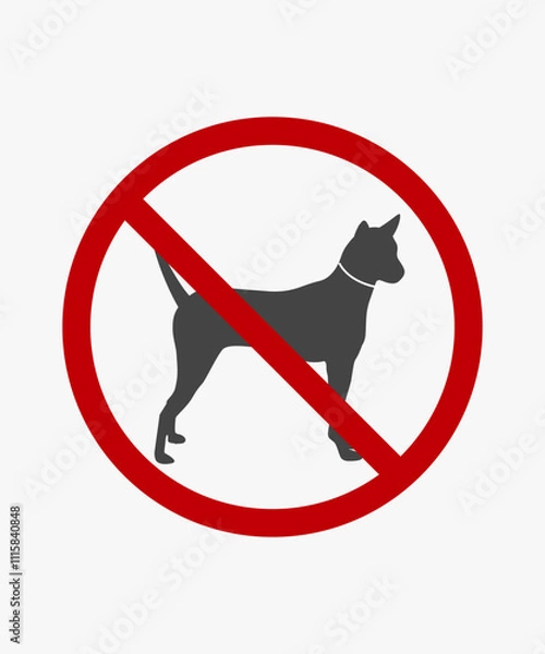 Fototapeta Forbid dog pooping dung pictogram. No dog loo, dog pooping. Ban animal poop black silhouette icon. Prohibited pet defecate red stop symbol. No allowed park zone animal excrement sign. Clean area.