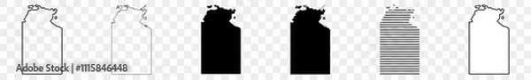 Fototapeta Northern Territory Map Black | Australian State Border | State Country | Transparent Isolated | Variations